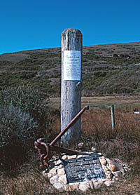 Pole marks site of memorial anchor